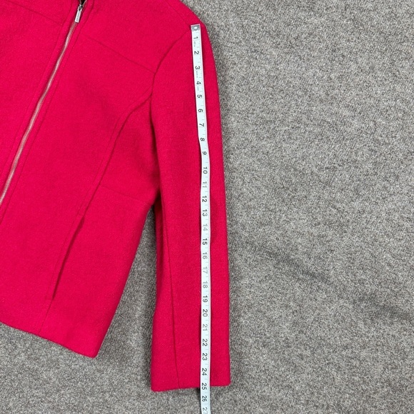 Lands End Fuchsia Pink Full Zip Wool Blend Jacket Women’s 12P Stand Collar Coat - Picture 7 of 14
